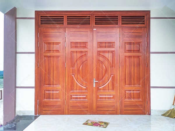 Cửa thép vân gỗ cửa đi 4 cánh
